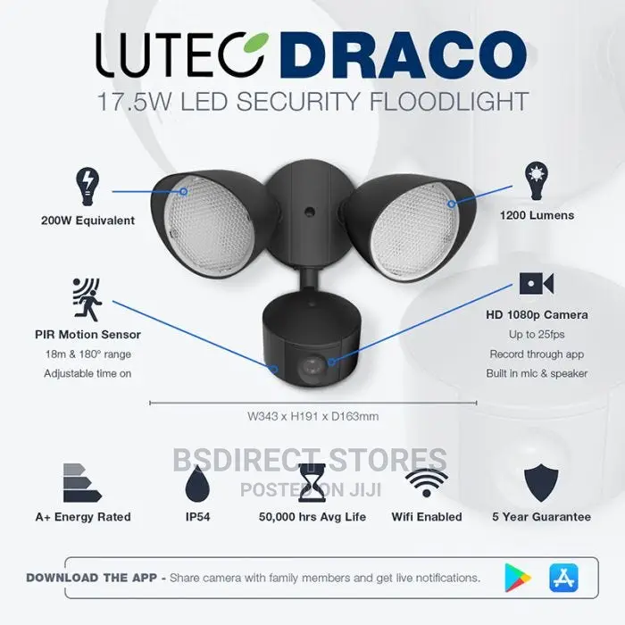 Lutec LED Security PIR Sensor Floodlight And HD Wifi Camera