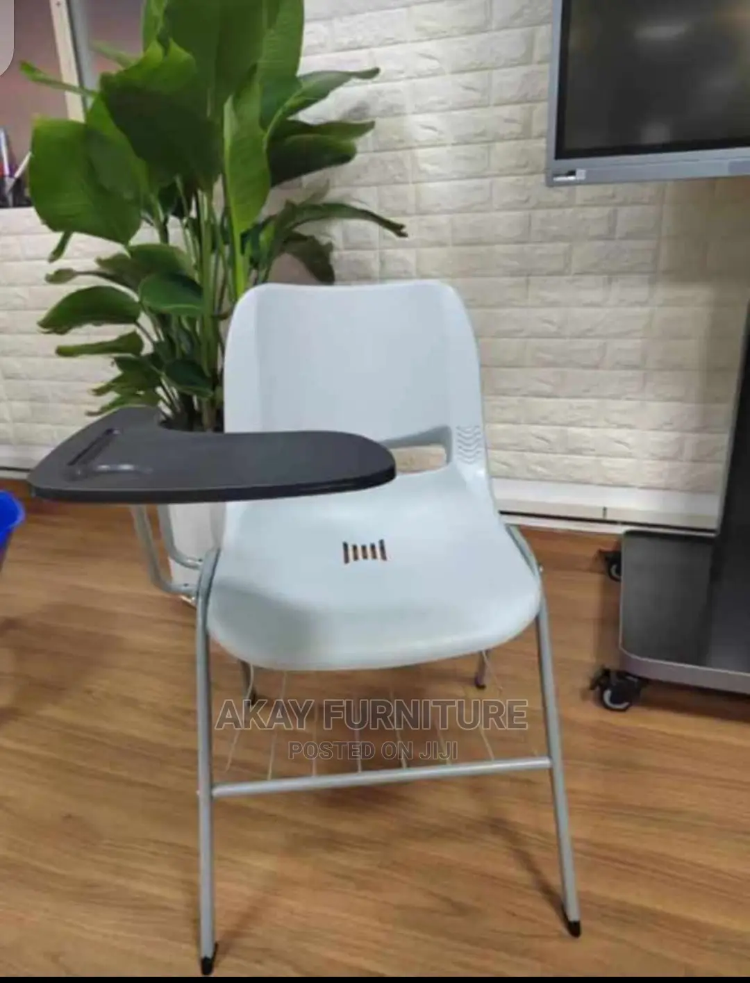 Grey Plastic Training Chair With Writing Pad