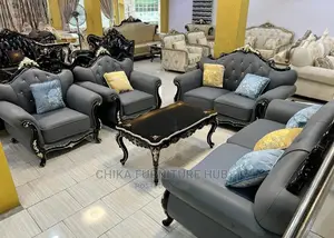 Luxury 7 Seater Living Room Fabric Royal Sofa Chair. 