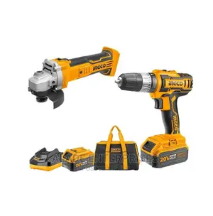 INGCO Cordless Drill + Angle Grinder 2pcs Combo Kit 20V