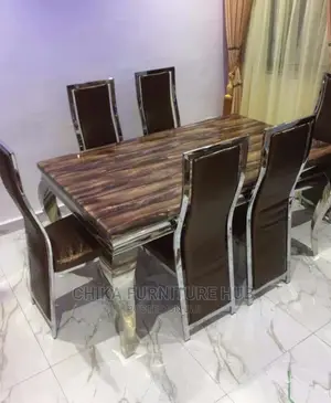 Quality 6 Seater Marble Top Dinning Table Set.