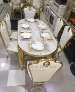 Unique 6 Seater Marble Top Dinning Table Set.