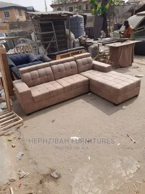Brown L Shaped Leather Sofa