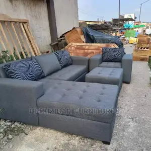 L Shaped Sofa With Single Seater and Ottoman