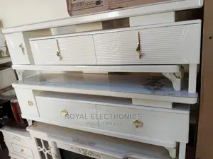 Imported 1.4meter Tv Stand With Mable Top Double Drawer