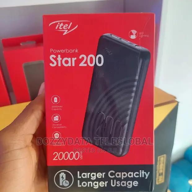 Itel 20000mah Fast Charging,Bright Torch STAR 200 Power Bank in
