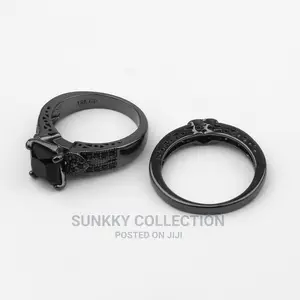 Black Diamond Wedding Ring Set for Couple