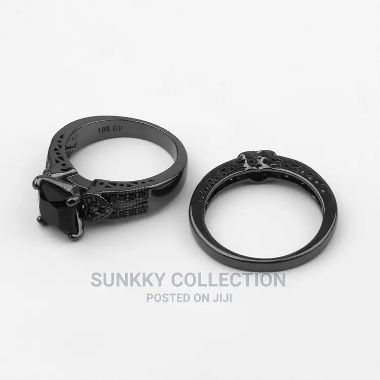 Black Diamond Wedding Ring Set for Couple