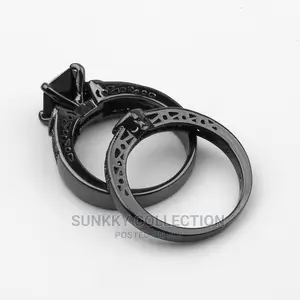Black Diamond Wedding Ring Set for Couple