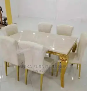 Quality 6 Seater Marble Top Dinning Set.