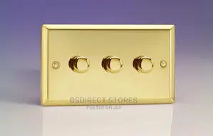 Brass Effect Gold 3-Gang Push on/Off Rotary Dimming Switch
