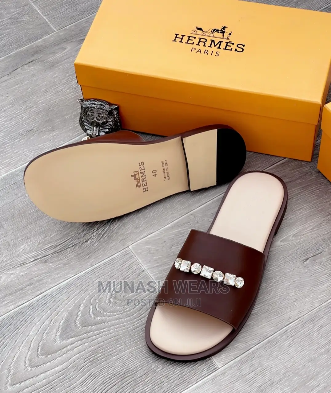 Hermes Leather Slipers