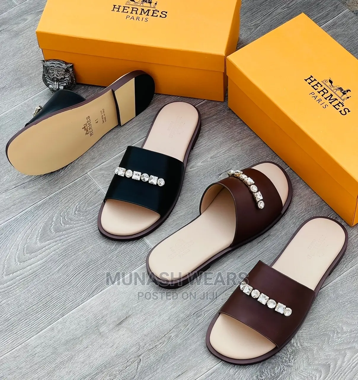 Hermes Leather Slipers