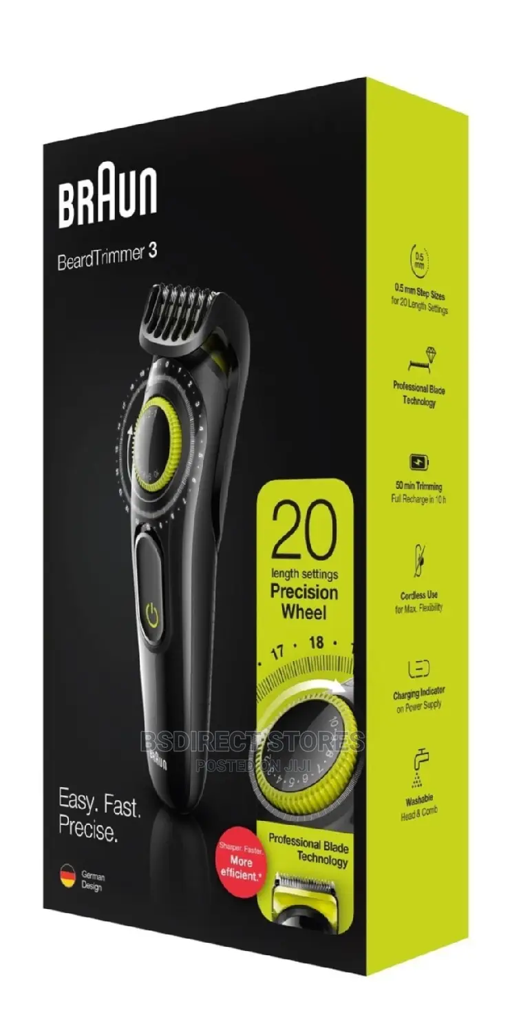 Braun Beard Trimmer 3 BT3221, Beard Hair Trimmer for Men