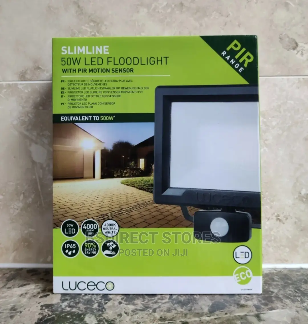 Luceco Slimline 50W LED Floodlight With PIR Motion Sensor