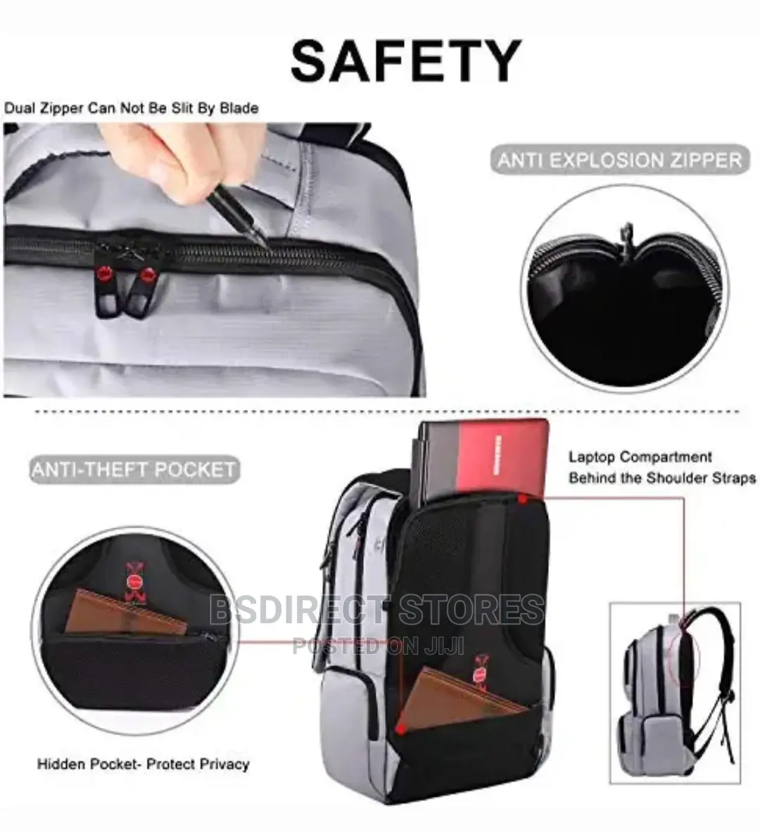 POLARIS Laptop Backpack Hidden Compartment Anti-Theft Zip