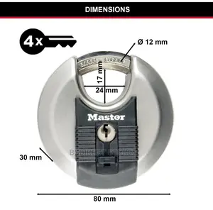Master Lock Excell Heavy Duty Discus Padlock 80mm
