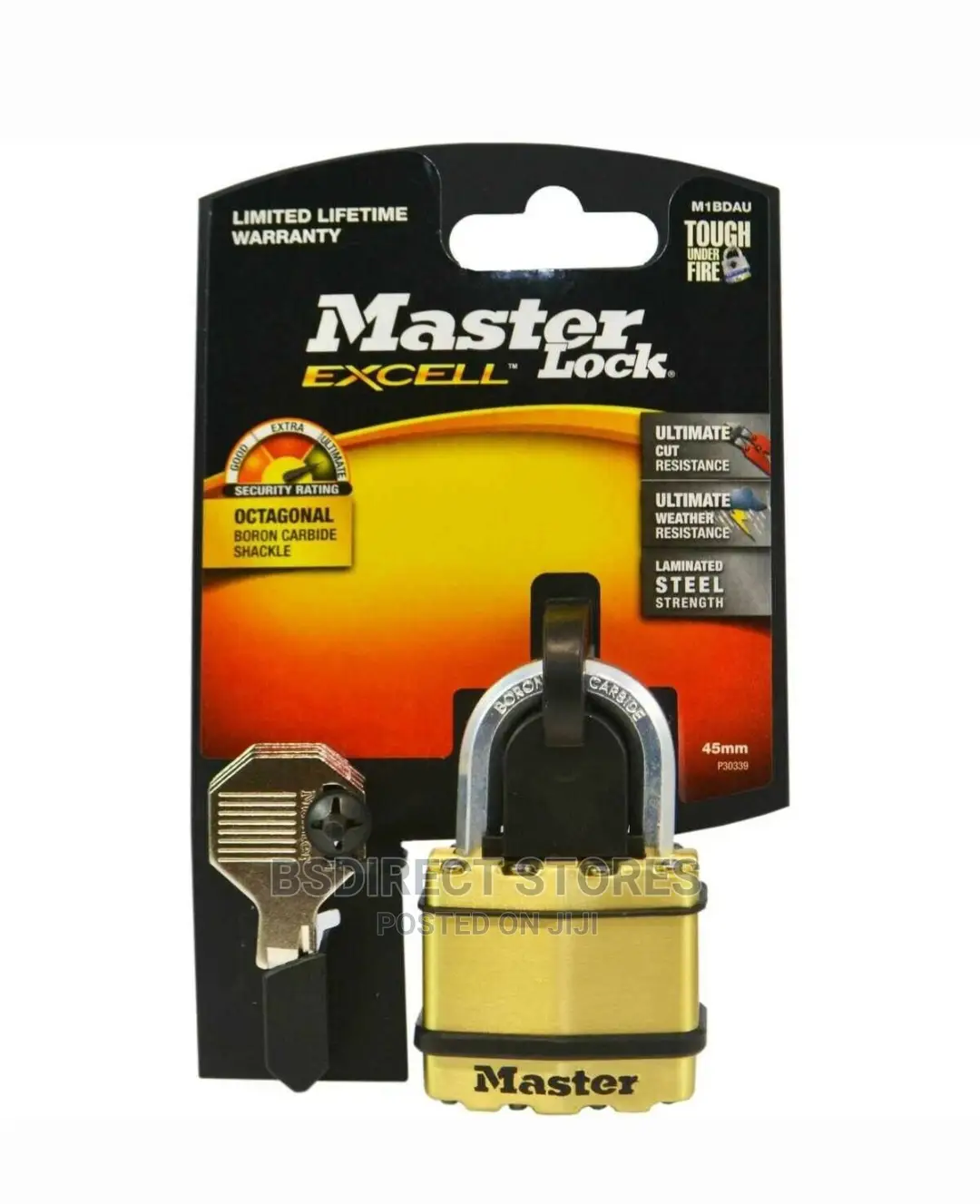 MASTERLOCK 45mm Heavy Duty Padlock Laminated Steel/Brass