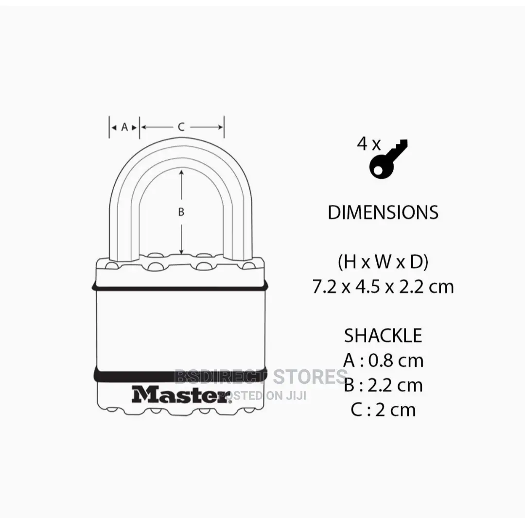 MASTERLOCK 45mm Heavy Duty Padlock Laminated Steel/Brass