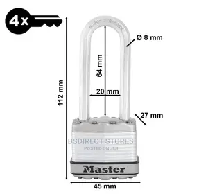 Master Lock Excell Laminated Steel 45mm Padlock-64mm Shackle