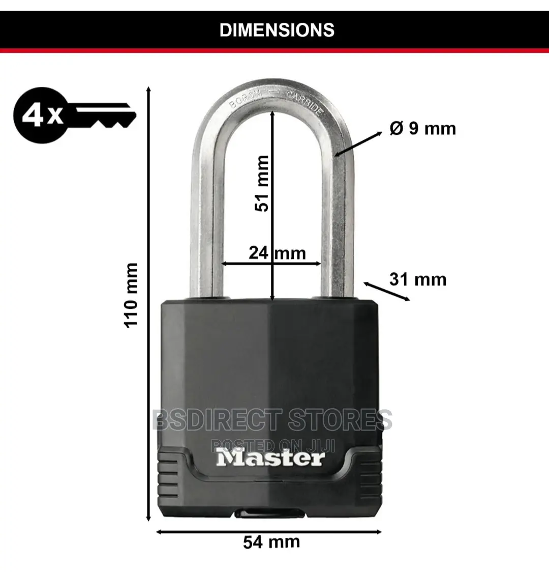 Master Lock Excell Weather Tough 54mm Padlock - 51mm Shackle