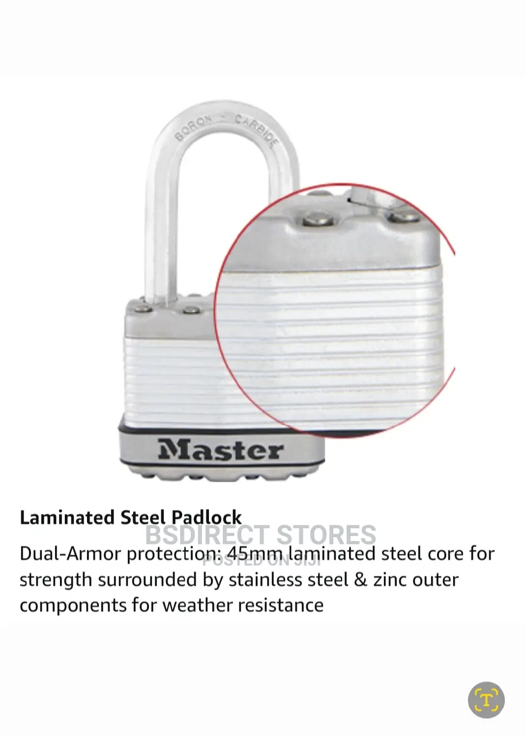 Master Lock Excell Laminated Steel 45mm Padlock-64mm Shackle