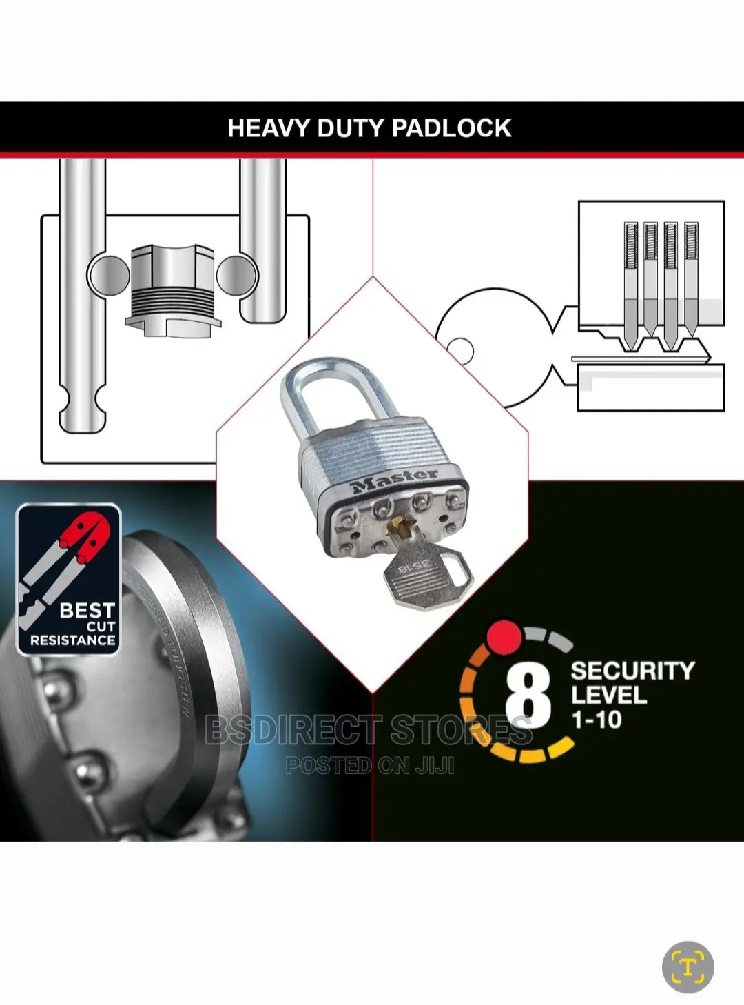 Master Lock Excell Laminated Steel 45mm Padlock-64mm Shackle