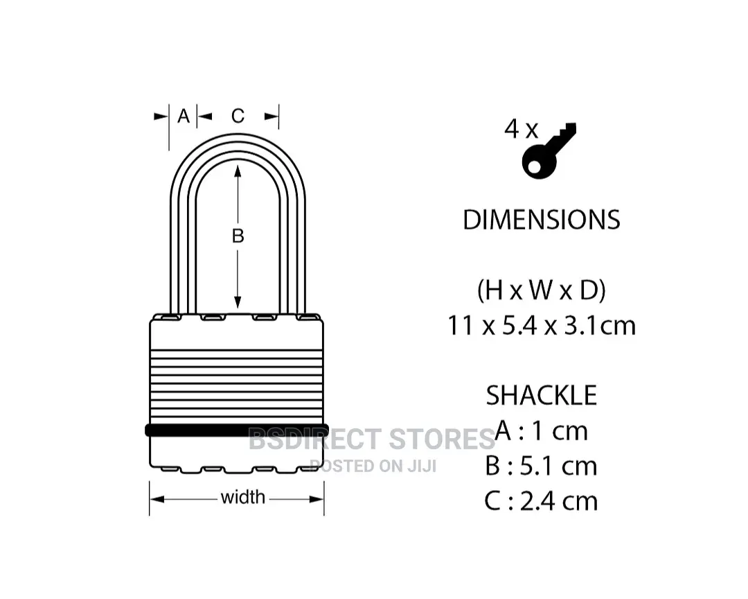 Masterlock Covered Steel Heavy Duty Padlock W54mm 51mm Long Shackle