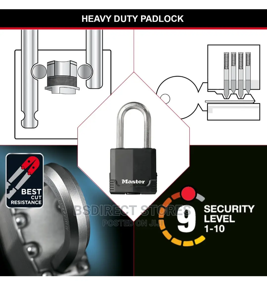 Masterlock Covered Steel Heavy Duty Padlock W54mm 51mm Long Shackle