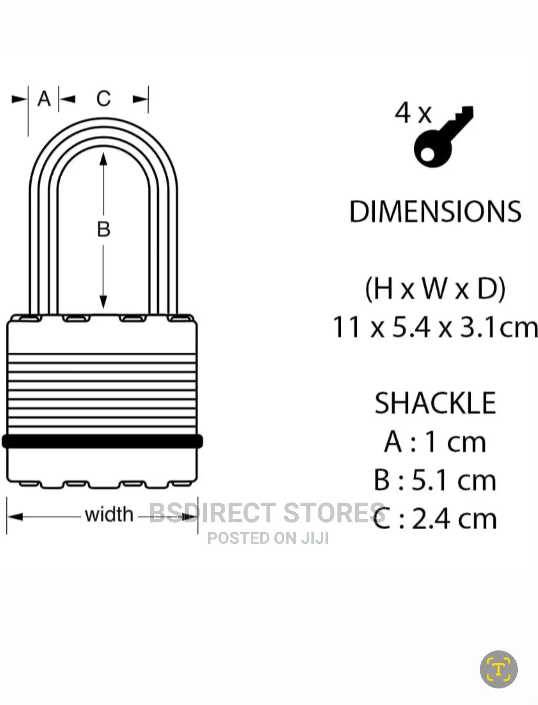Masterlock Covered Steel Heavy Duty Padlock W54mm 51mm Long Shackle