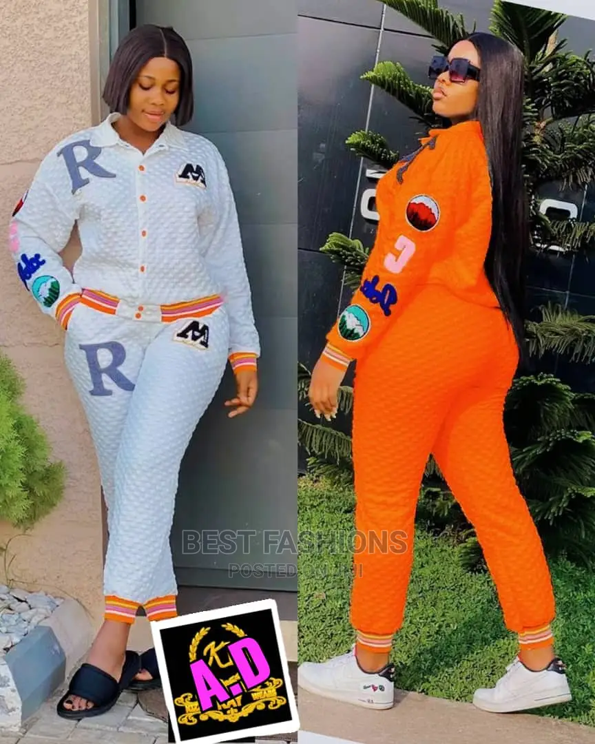 Ladies White Joggers Up and Down