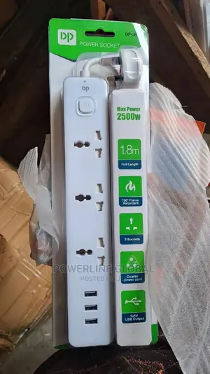 3 Way Extension Socket With USB for Homes/ Offices/ Lounges