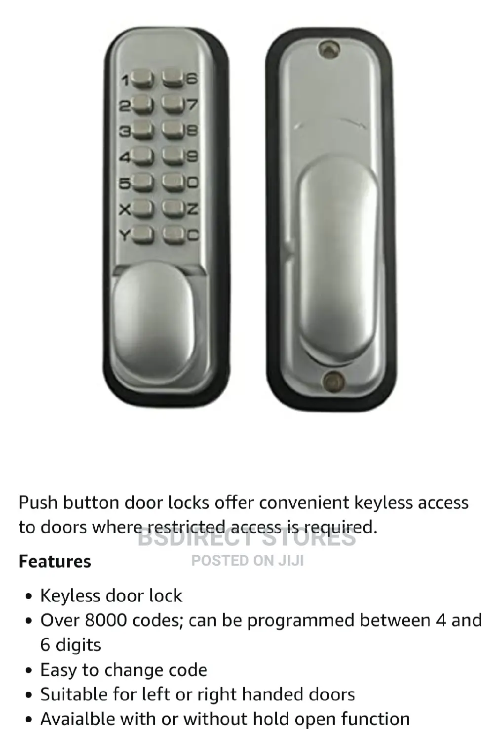 Yale Push Button Door Lock Chrome Finish Hold Open Function