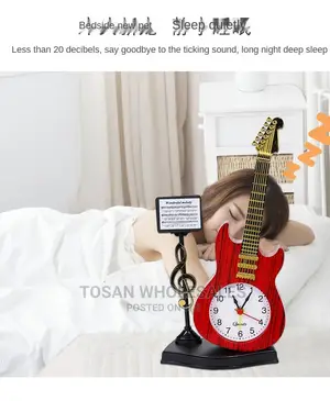 Photo - Vintage Unique Violin Ancient Desk Clock Alarm