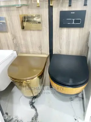 Black and Gold Wall Hung Water Closet