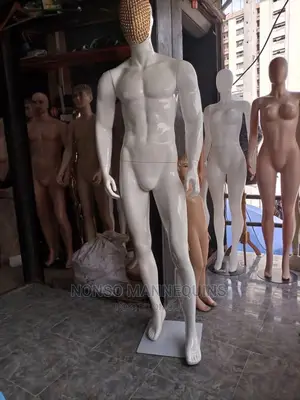 Male Glossy White Huge Fibre Mannequin With Net Face
