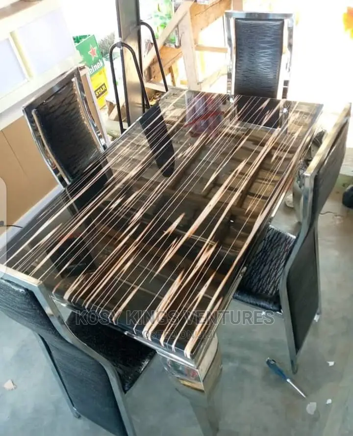 Luxurious 4 Seater Marble Top Royal Dinning Set.