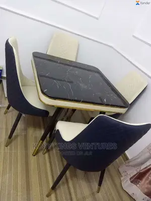 New Imported Marble Dinning Set With Four Leather Seats