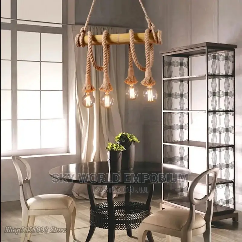 Vintage Rope Bamboo Pendant Hemp Rope for Kitchen
