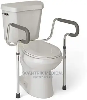 Raised Toilet Safety Support With Armrest and 2 Leg