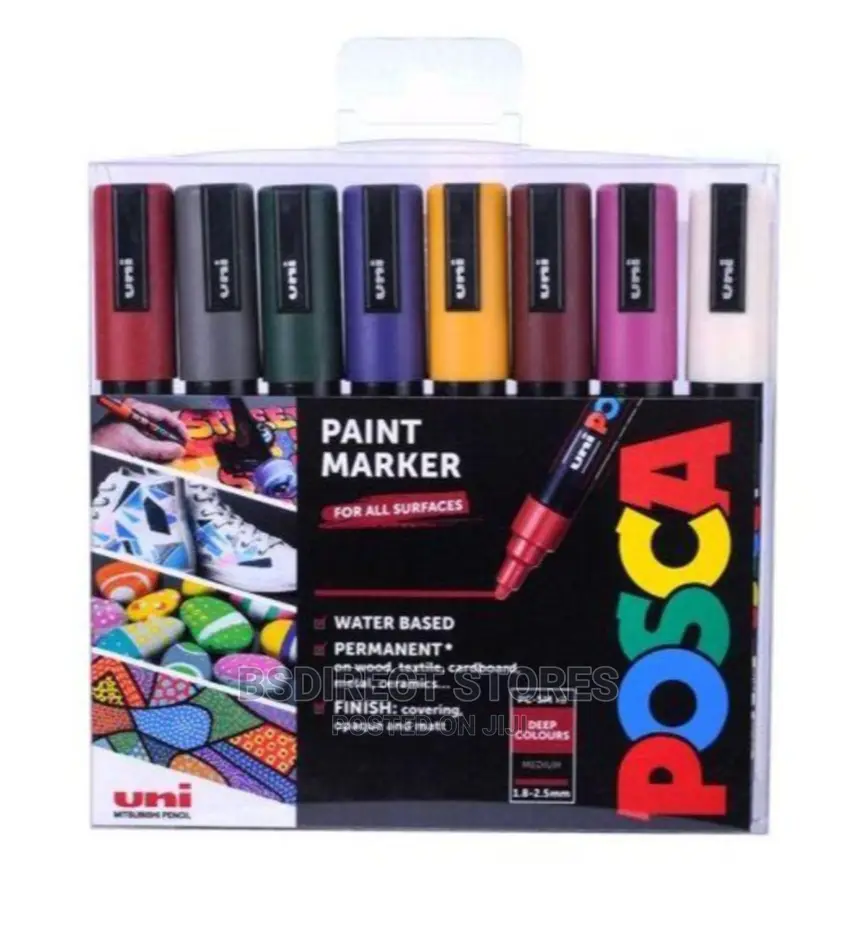 POSCA PC-5M Medium Bullet Tip Paint Markers Deep Colours [8]