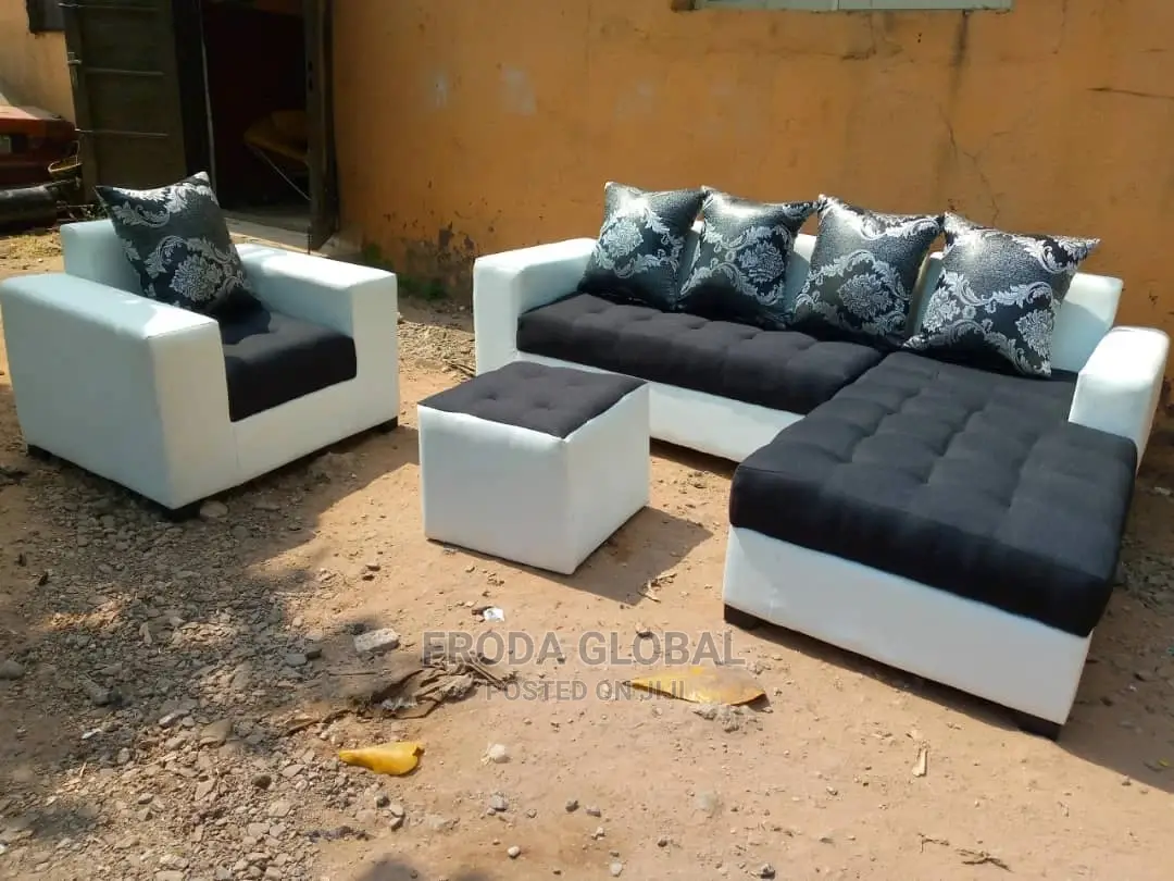 L-Shape Sofa With Single Chair and Ottoman Table
