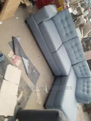 L Shaped Grey Fabric Sofa