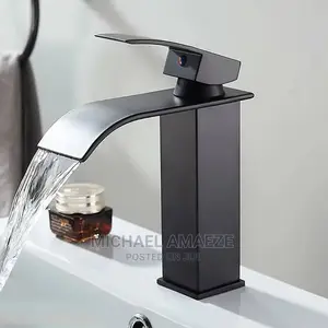 Water Fall Black Basin Mixer Tap