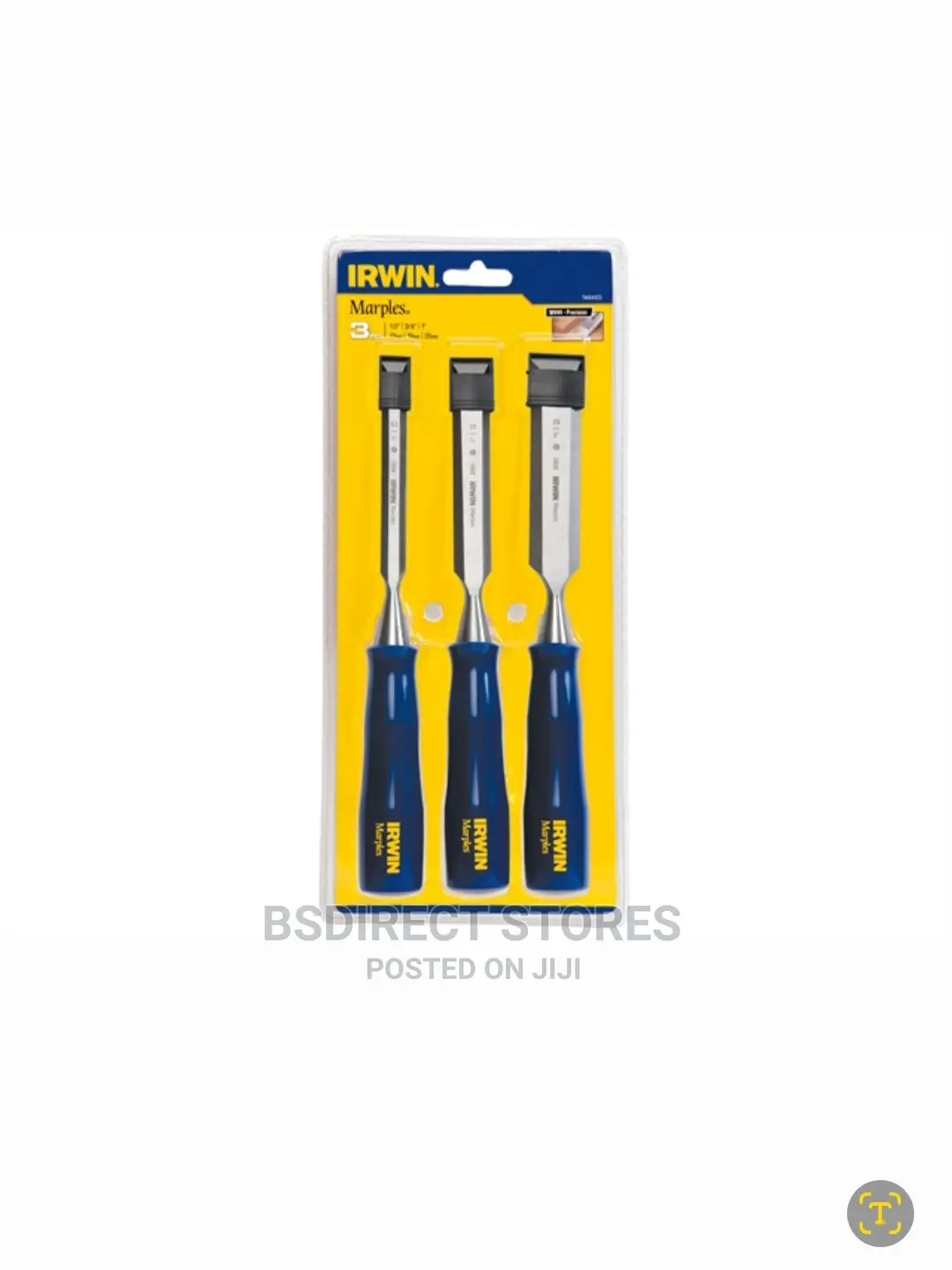 Irwin Marples Bevel Edge Chisel Blue Chip Handle Set Of 3