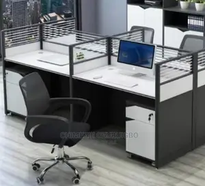 2.4meters 4 Seater Glass Cubicle Office Workstation