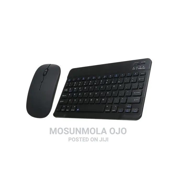10" BT Rechargeable Mini Keyboard Mouse Combo 78 Keys -black