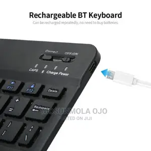 10" BT Rechargeable Mini Keyboard Mouse Combo 78 Keys -black