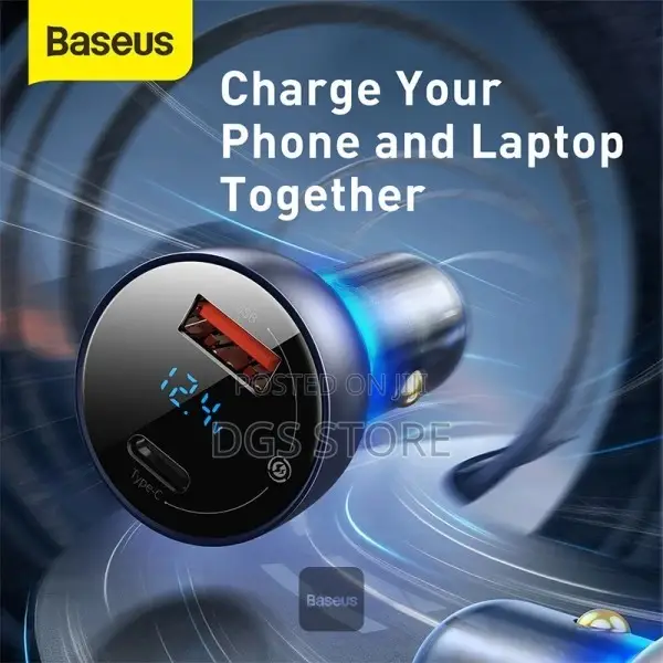 Baseus Dual Quick Charger Usb+Type C 65w Digital Display Pps