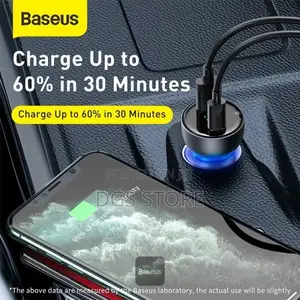 Baseus Dual Quick Charger Usb+Type C 65w Digital Display Pps